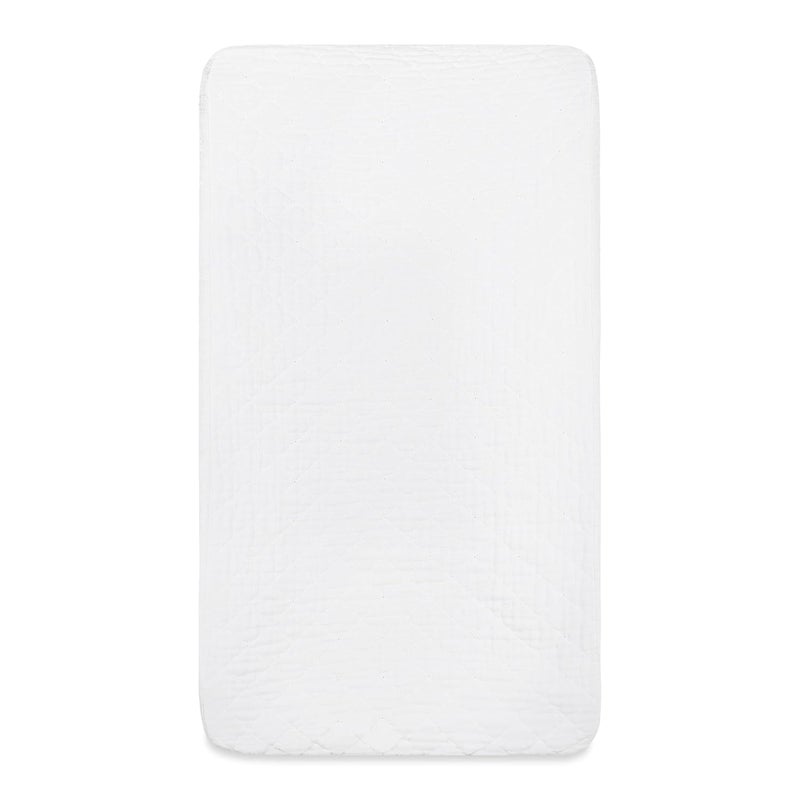 babyletto 100% Quilted Organic Cotton Changing Pad Cover, GOTS-Certified, Fitted 360°, Ultra-Soft and Breathable Muslin - Plain White - Image 5